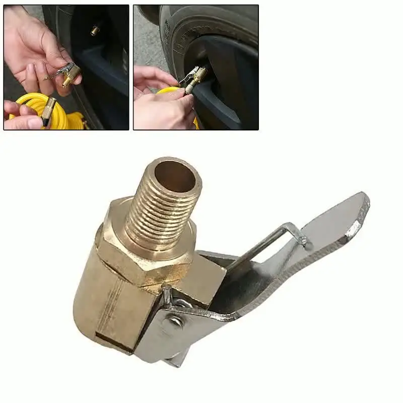 Adattatore for tubo flessibile for gonfiaggio pneumatici for auto con connettore for pompa gonfiabile portatile Mandrino for pneumatici con bloccaggio automatico dell'estensione for connessione e rila
