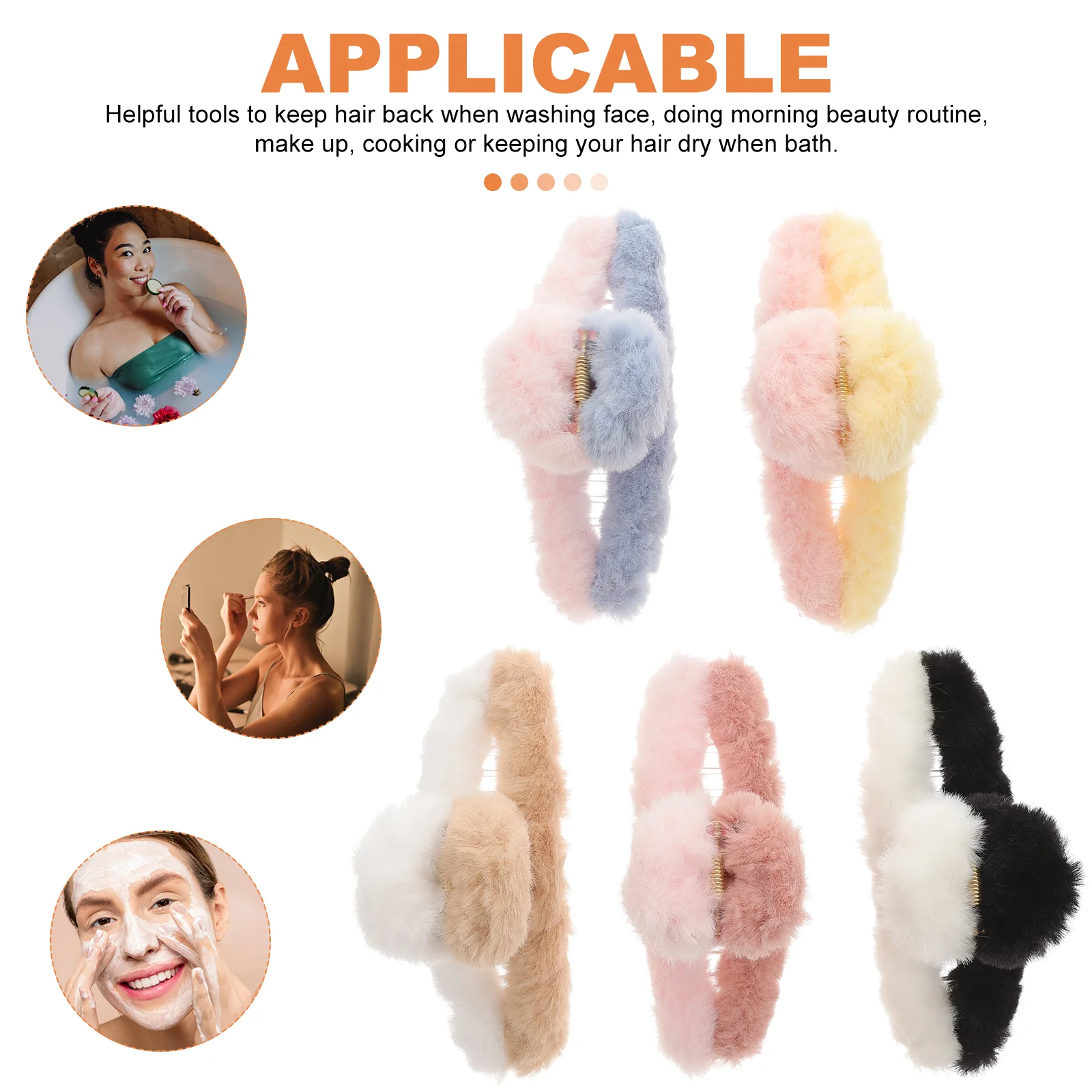

5 Pcs Simple Hairpin Miss Barrettes for Girls Fuzzy Large Clips Plush Women Claw