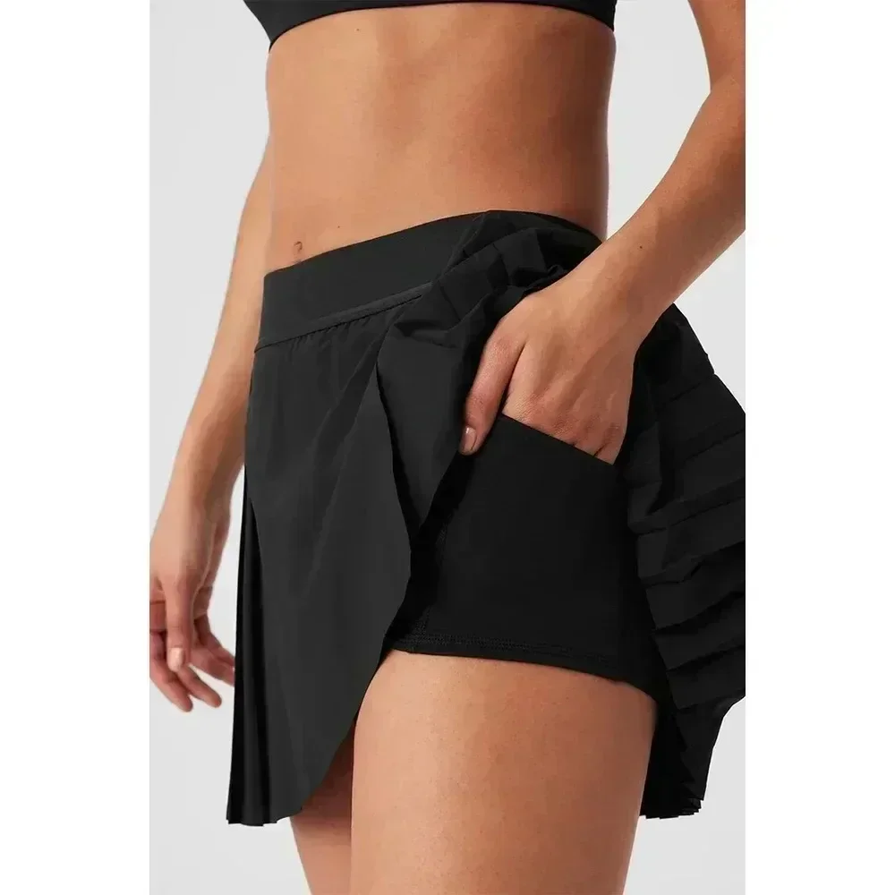AL Yoga Tennis Ruffle Skirt Women Sports Running Sexy Fitness Skirt Explosion proof Dew Belt Pocket Golf Sports Shorts Skirts 5
