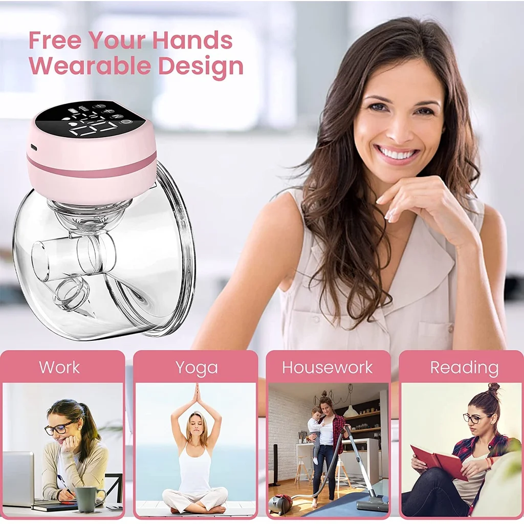 Electric Breast Pump Handsfree BPA Free Silicone Low Noise Efficient Sucking Milk USB Charge Wearable Electric Breastmilk Pump 6