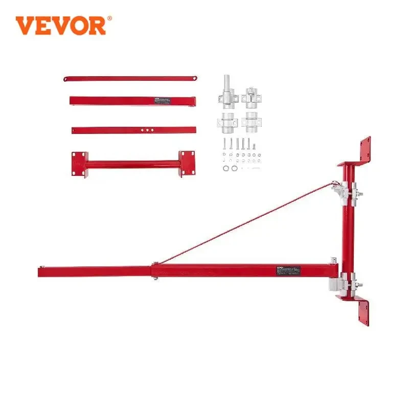 Electric Hoist Support Arm VEVOR Electric Hoist Support Arm Swing Holder Pole Steel Hoist Frame 180&deg; Scaffold Winch Lifting Arm for Workshop Garage