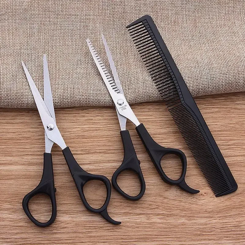 Hairdressing Thin Scissors Combination Set Three Comb Sets Barber Kit Pet  Hair Cutting Tools Supplies three piece european solid color flower toilet cushion korean fabric golden velvet lace toilet set dust cover bathroom supplies