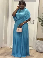 Long Summer Dress Woman High Waist Draped Chic Sky Blue Dress Straight One Piece Casual Elegant Maxi Dresses for Evening - Image 6