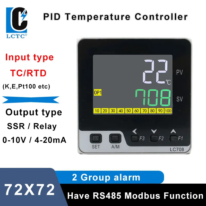 

72x72mm TC/RTD input LCD digital pid temperature controller with the timer SSR/Relay/4-20mA/0-10V output