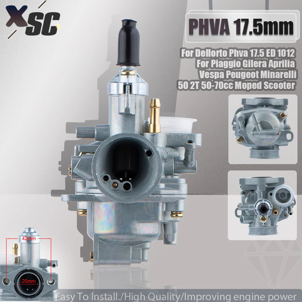 

17.5mm Carburetor For Dellorto Phva 17.5 ED 1012 For Piaggio Gilera Aprilia Vespa Peugeot Minarelli 50 2T 50-70cc Moped Scooter