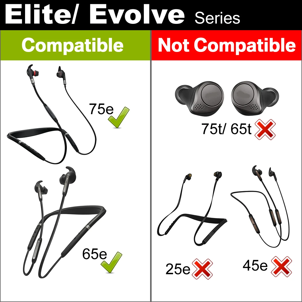 Fones Intra-auriculares Misodiko Pontas de Silicone Compatíveis com Jabra Elite Evolui 65e e 75e Pares - Image 3