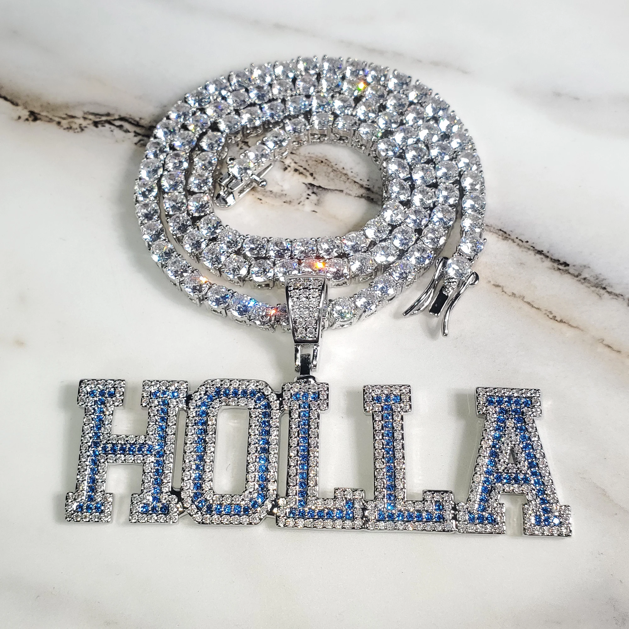 Custom Varsity Letters Hip Hop Necklace, Icy Tennis Chain, Birthday Gift for Boys, School Boys Gift, Personalized Name Necklaces