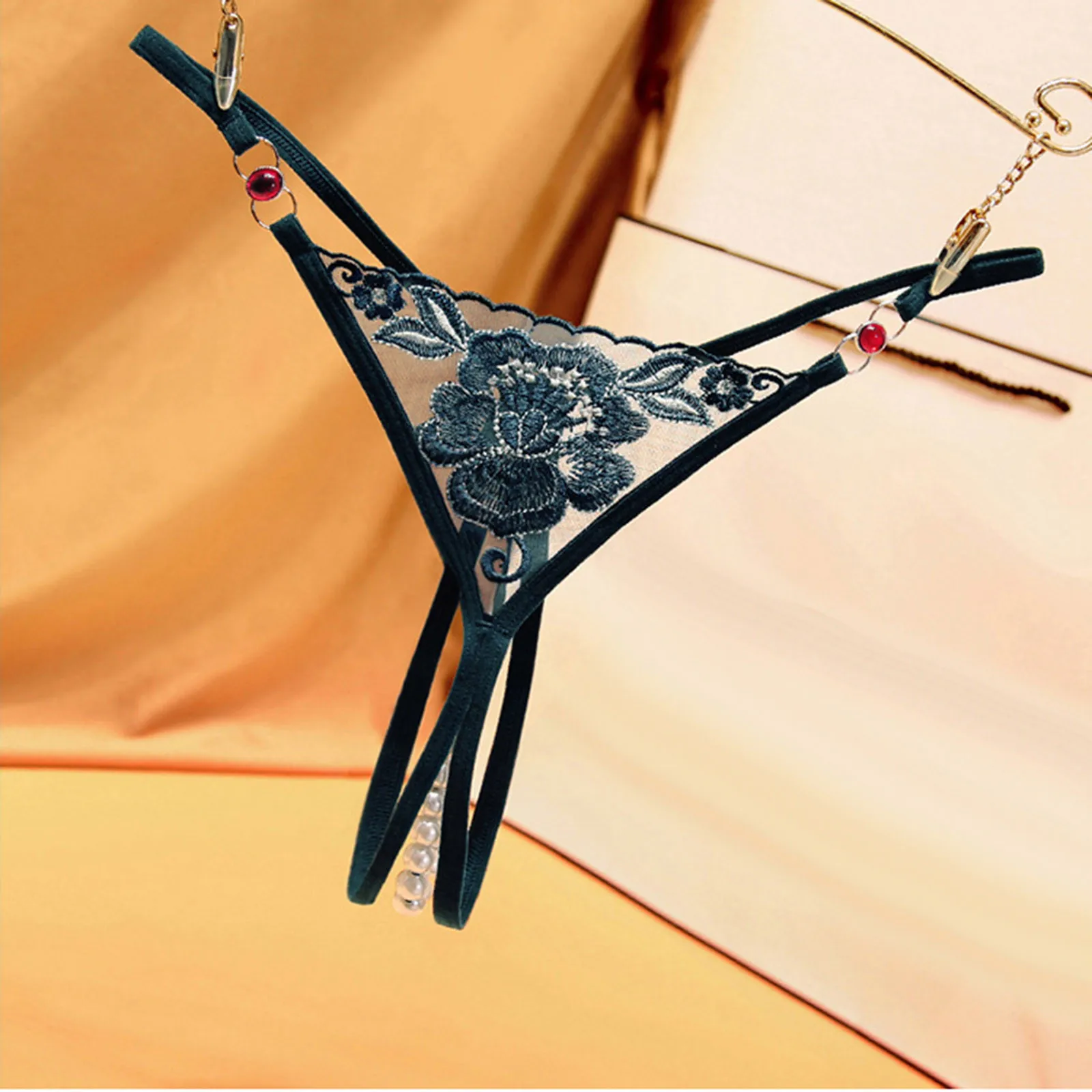 

Женское нижнее белье с жемчугом G-Stings, кружевные трусики для женщин, массажная отделка, трусы, вышивка, хипстерские трусики, Сексуальное белье