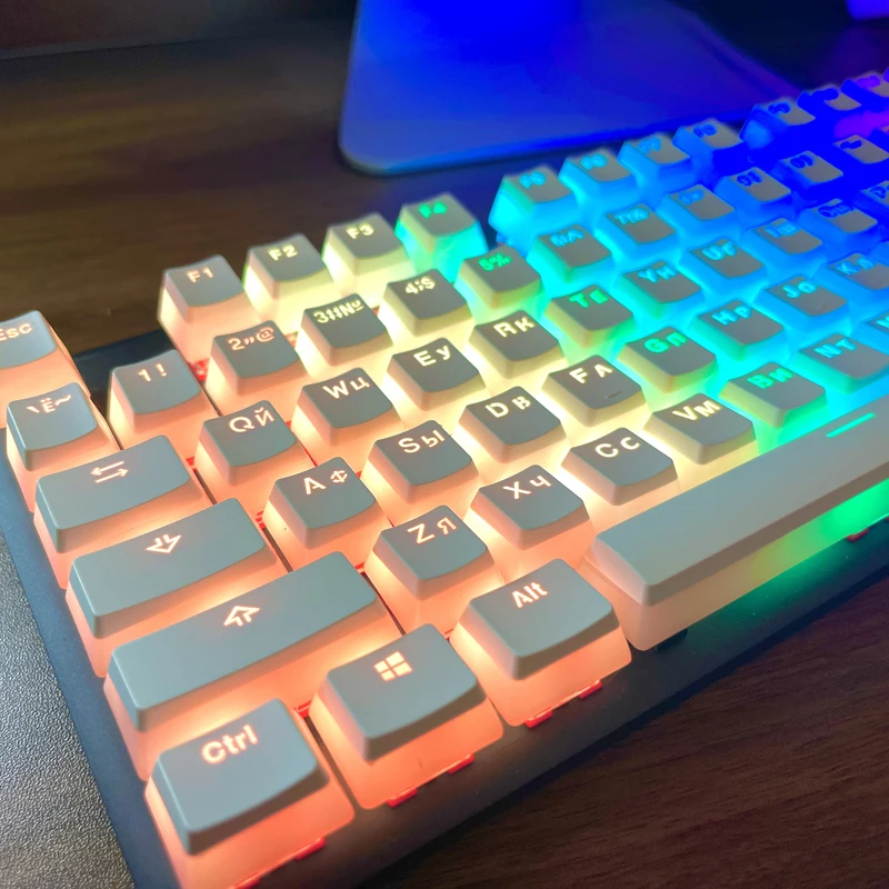Russo Layout Pudim Keycap Teclado Mecânico Inglês e Russo Keycaps Oem Altura 60 87 104 - Imagem 5