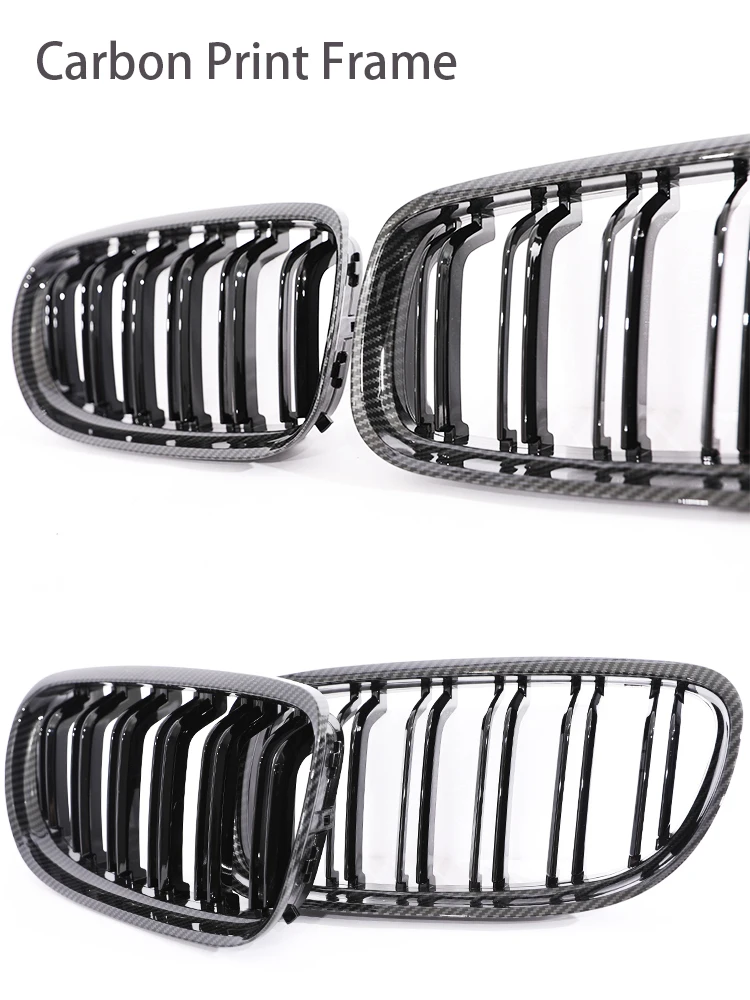 Carbon Fiber Print Grille Kidney Grill For BMW 3 Series E90 E91 LCI 2009-2012 LCI Gloss Black M Color Chrome Silver Double Slat