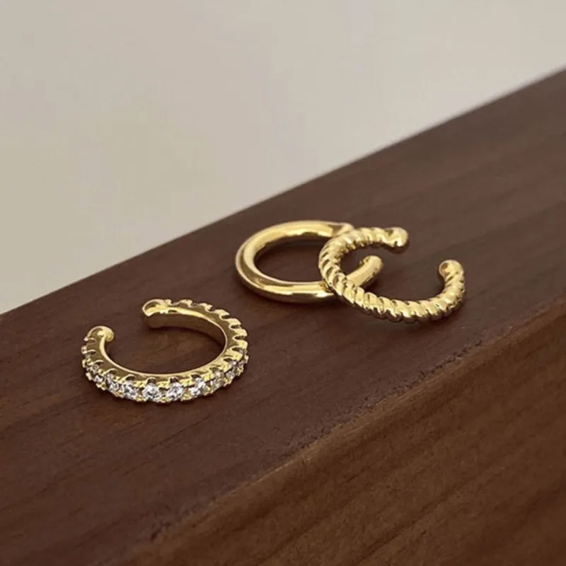 3Pcs/Set Exquisite Zircon Clip on Earring for Women Minimalist Fashion Simple Cuff Clip on Earrings Party Jewelry Gifts