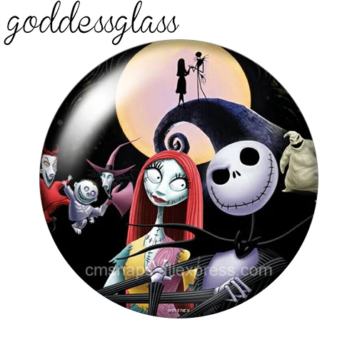 The Nightmare Before Christmas Jack Skellington 12mm/18mm/20mm Round glass cabochon flat back Making findings for bracelets