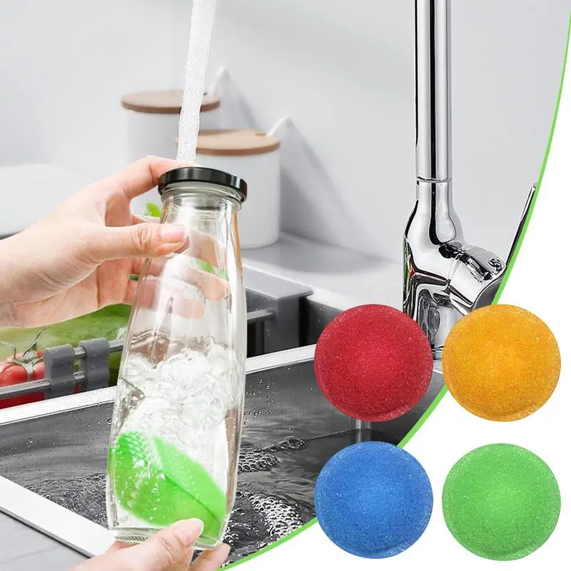 

Bottle Brush Balls 4PCS Multi-purpose Oval Shape Foam Bottle Brush Water Bottle Brush for Dishes Household Messes accessories