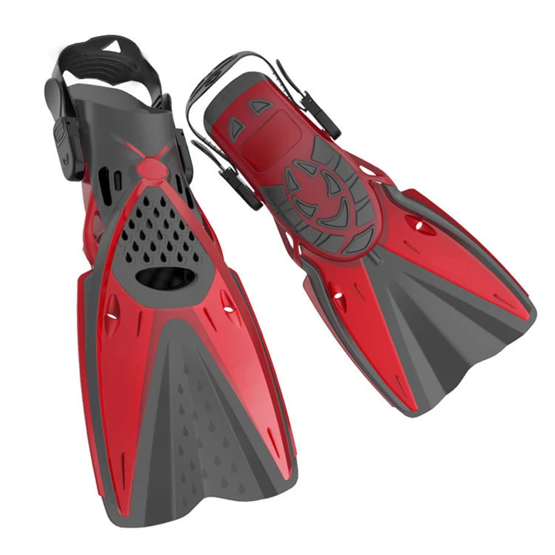 2023 Professional Red Black Snorkeling Diving Swimming Fins Adjustable Short Adult Portable Diving Flippers Men Water Shoes