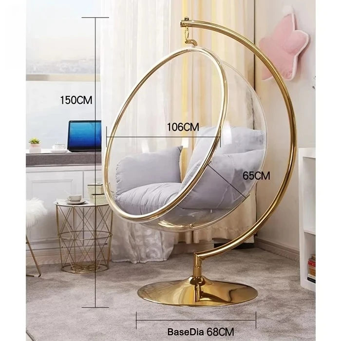 Clear Bubble Hanging Chair Ball Golden Acrylic Transparent Ball