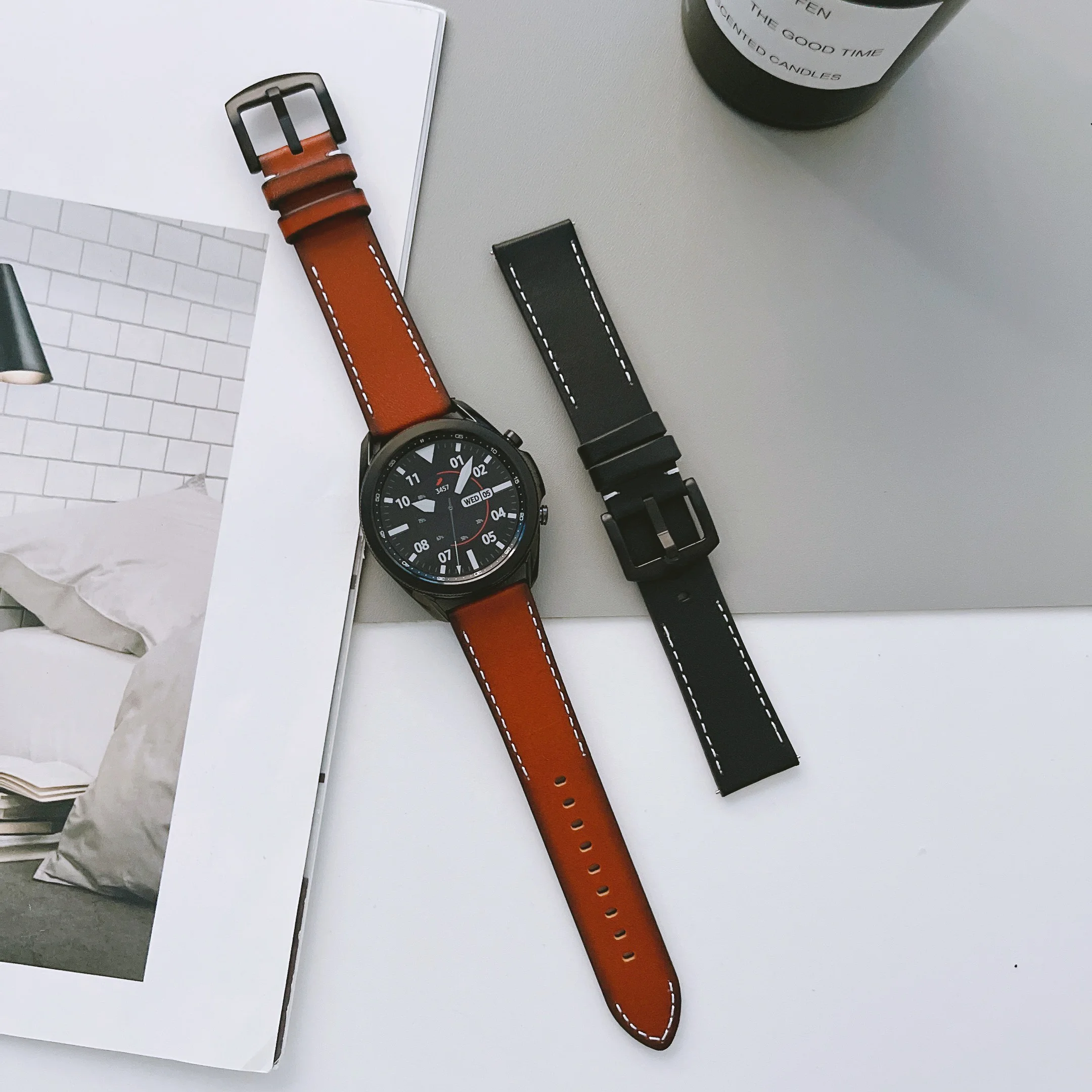 

Leather strap For Samsung Galaxy watch 3/4 Gear S3 Huawei watch GT2 Premium Vintage Watch Replacement Wristband For Amazfit GTR