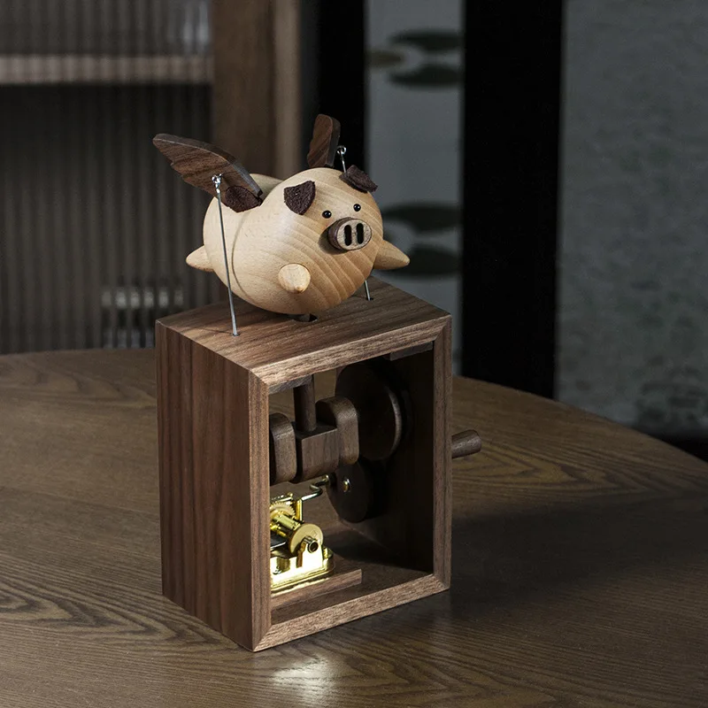 Home Decoration Music Octave Box Flying Pig Creative Wood gift Anniversary Valentine's Day Unique Gifts