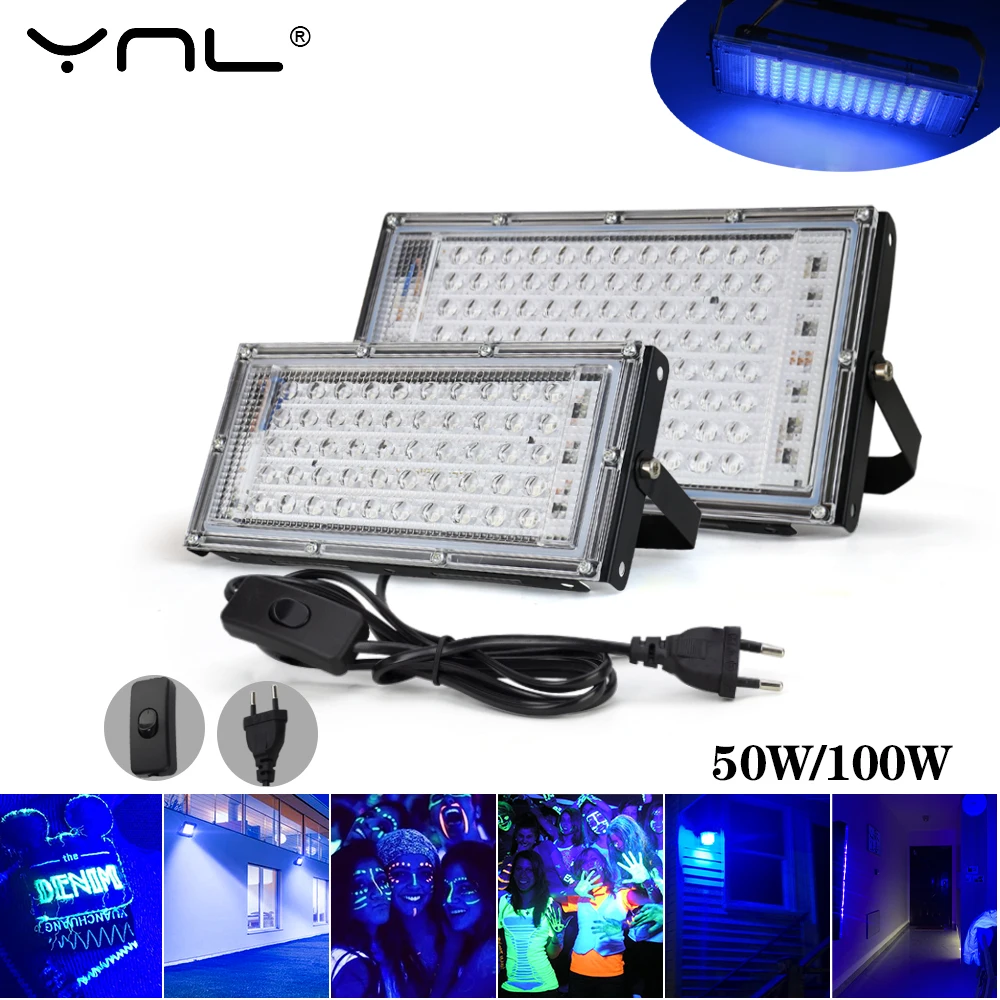 50W 100W UV LED Flood Light AC220V 230V Indoor Outdoor Floodlight 395nm 400nm Ultraviolet Fluorescent Stage Lamp Party Spotlight led stage lamp,led stage light