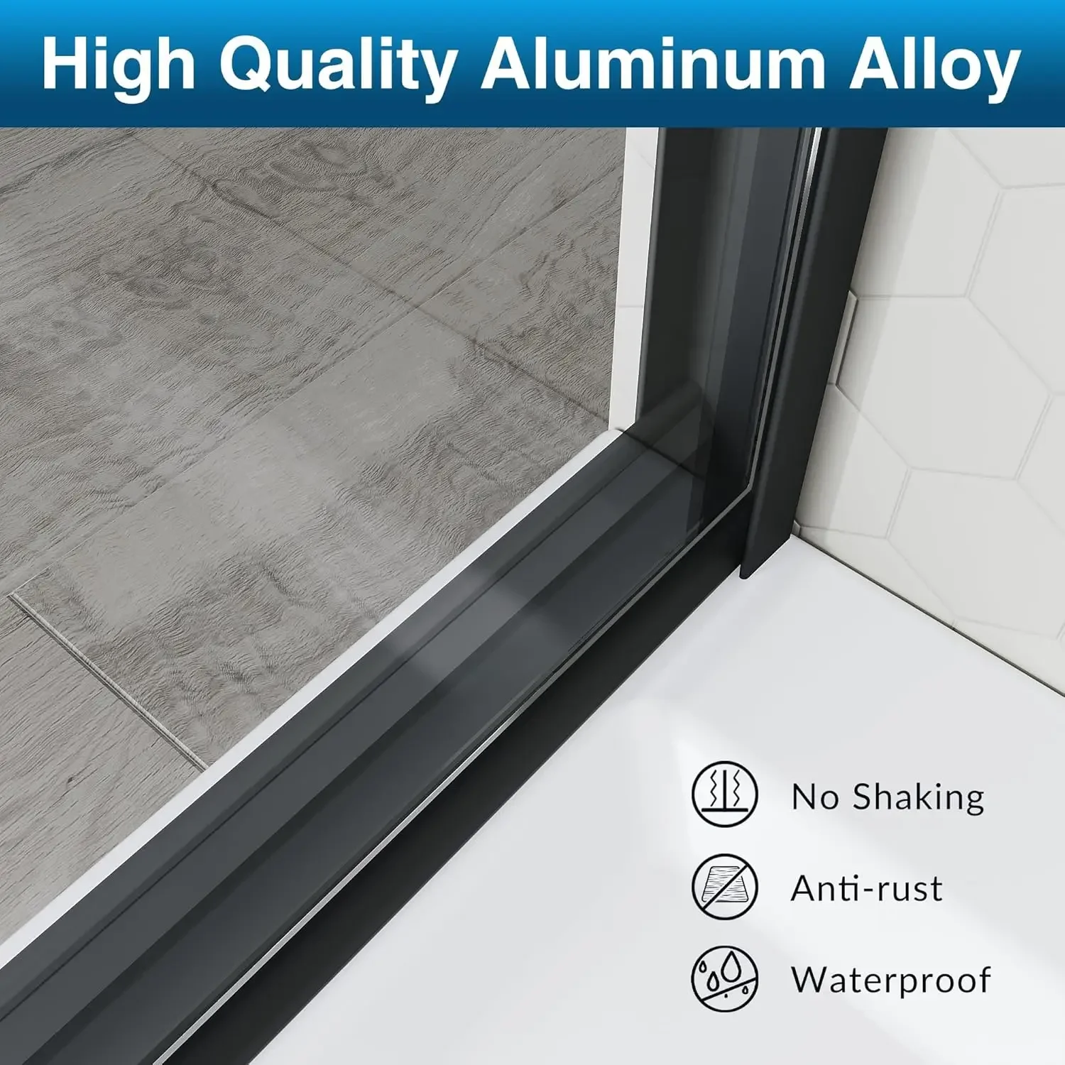 Shower Door,60" W x 76" H, 1/4" Tempered Glass Shower Door, Sliding Shower Glass Door, Easy to Clean, Matte Black Finish 5