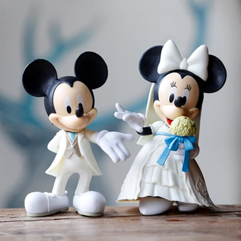 

HEROCROSS Disney New 12cm Disney Cartoon White wedding dress Minnie Princess Action Figure Dolls Mickey Mouse Model Birthday Gif
