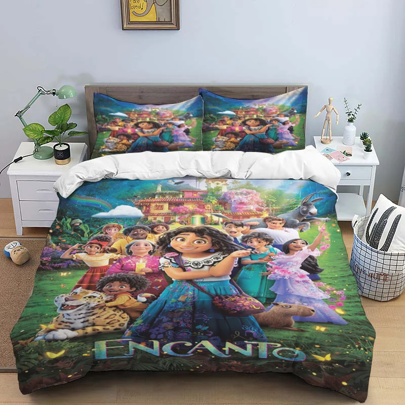thumbnail image 1 of Juego de cama de tres piezas con estampado de dibujos animados de Disney Encanto, con funda de almohada, para niños o adultos, para tamaño King, Queen, Full y Twin, 1 of 5