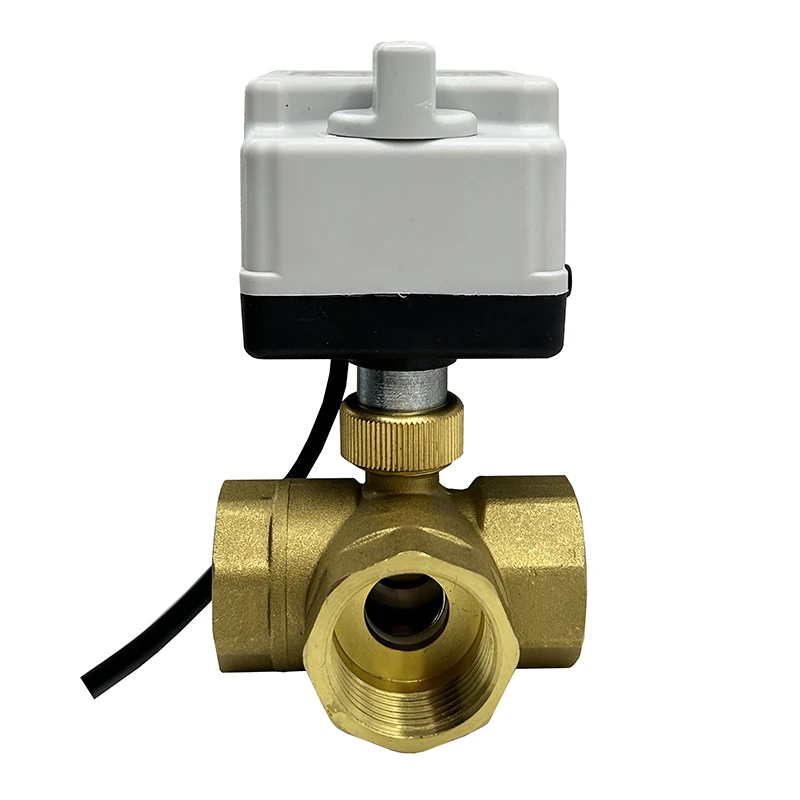1/2\'\' 3/4\'\' 1\'\' 3 Way Brass Motorized Ball Valve With Manual Switch 220V 12V 24V Electric Ball valve Three-wire Two Control