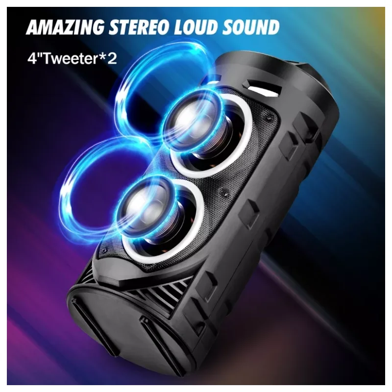 Multi-function Wireless Outdoor Subwoofer Party Performance Bluetooth Speaker Mobile KTV Colorful Lighting Effect U Disk Audio