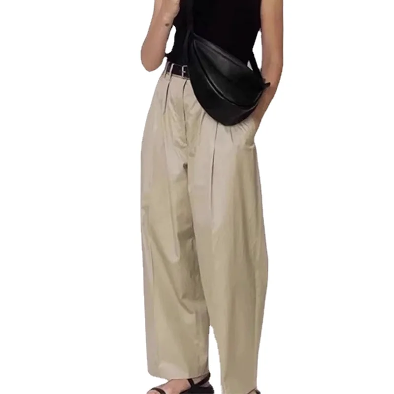 

VII 2024 Brand R Women's Pants Autumn Winter Woman Clothing Casual Cotton High Waisted Loose Straight Leg Pants Free Shipping