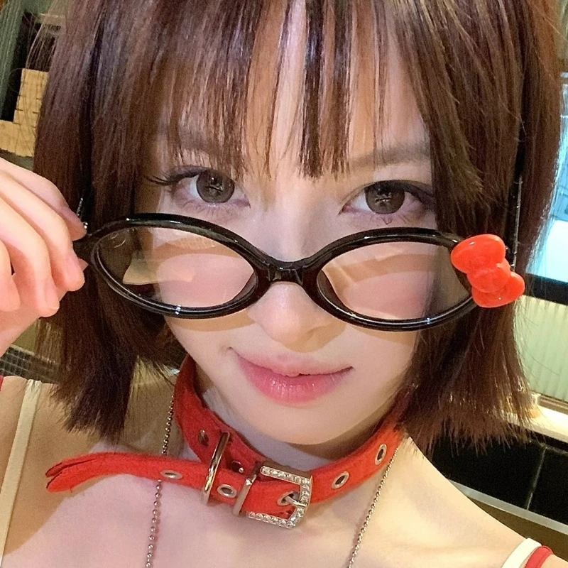 Cute Cat Ear Leopard Cat Bownot Eyeglasses Cosplay Vintage Cosplay Party Costumes Props Decorative Y2K Fashion DIY Eyewear