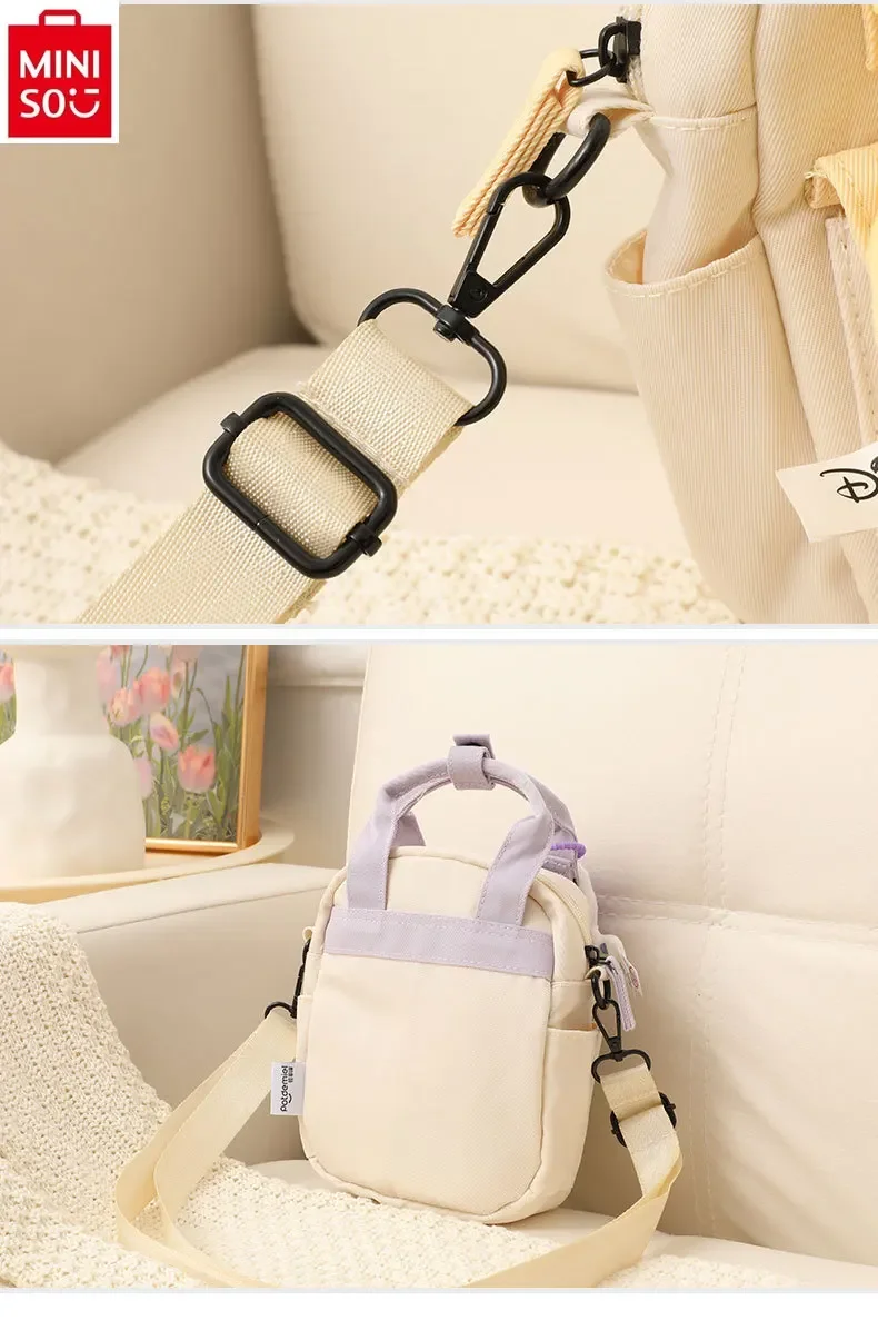 MINISO Disney Cartoon Bear Embroidered Lightyear Doll Pendant Student Multi functional Fashion Canvas Handheld Crossbody Bag