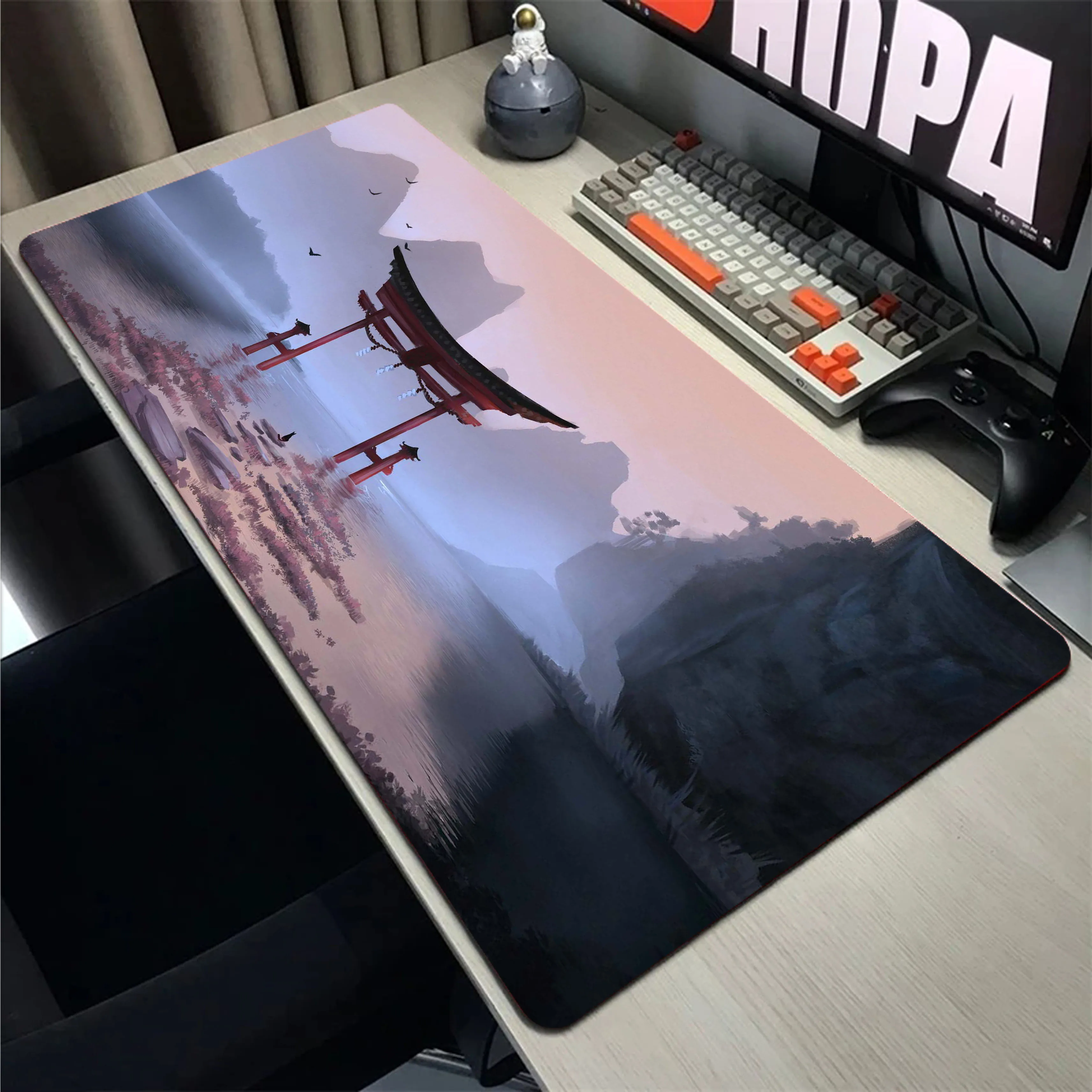 

Japanese Landscape Shrine Large Mousepad Game Mouse Pad Gamer Mouse Mat Gaming Accessories Keyboard Pads Speed Desk Mat 90x40cm