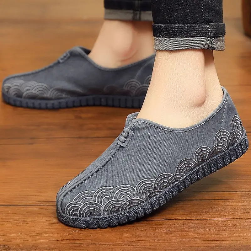 Vintage embroidery Kungfu Shoes Chinese Traditional Wushu Tai Chi Old Beijing Wing Chun Martial Art Sneakers