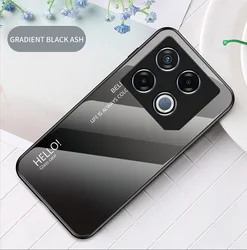 Glossy Gradient Tempered Glass Protective Phone Case for Infinix Hot 20i (Gray)
