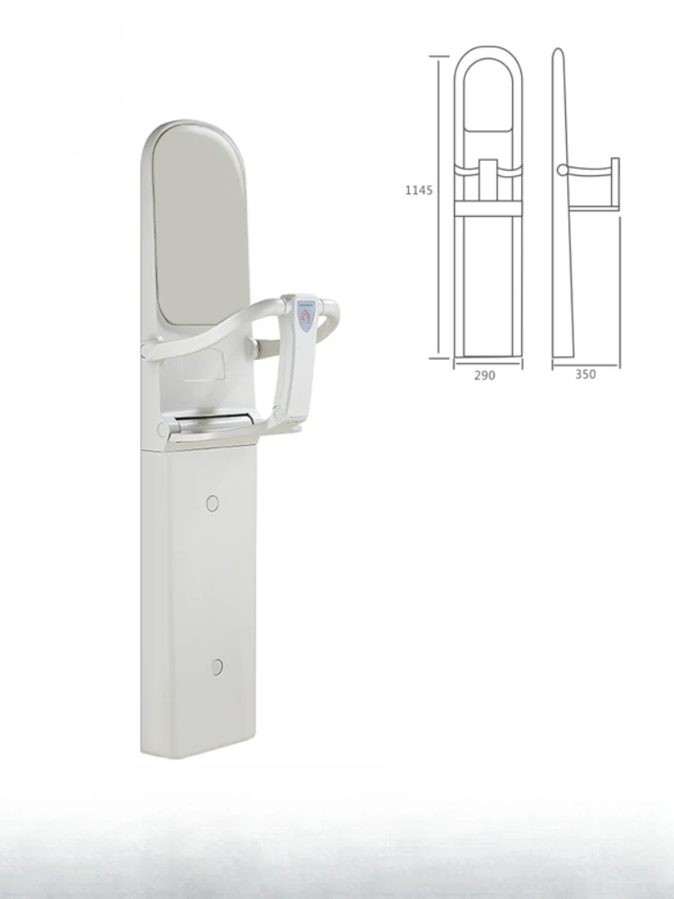 Y  The third bathroom care desk is wall mounted, with a children's diaper changing table and a foldable bathroom safety chair 2