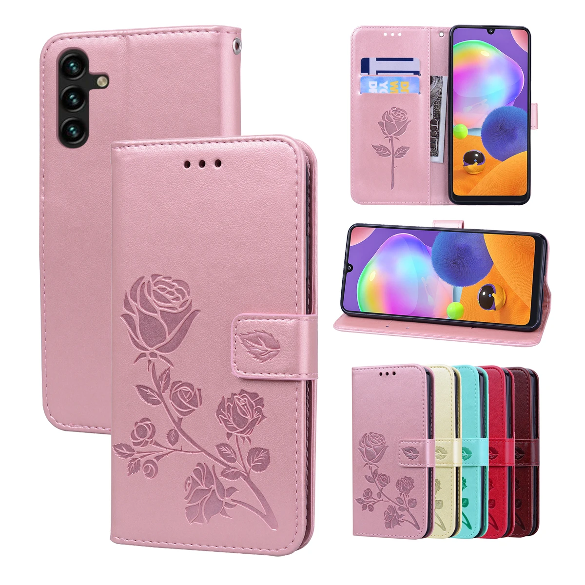 

Rose Leather Case for Samsung Galaxy A13 5G Flip Wallet Cover with Clip for Galaxy A13 4G