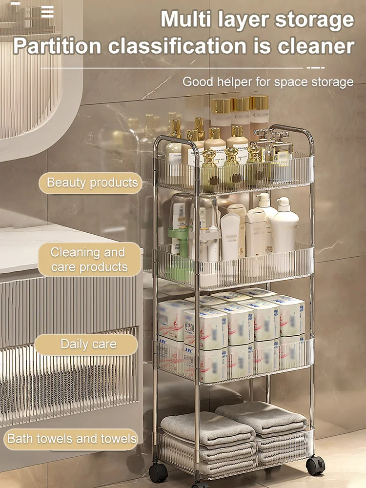 Mobile Shelf Acrylic Mini Cart, Bathroom Crevice Storage Shelf, Living Room Snack Organizer, Multi-Layer Mobile Cosmetic Storage