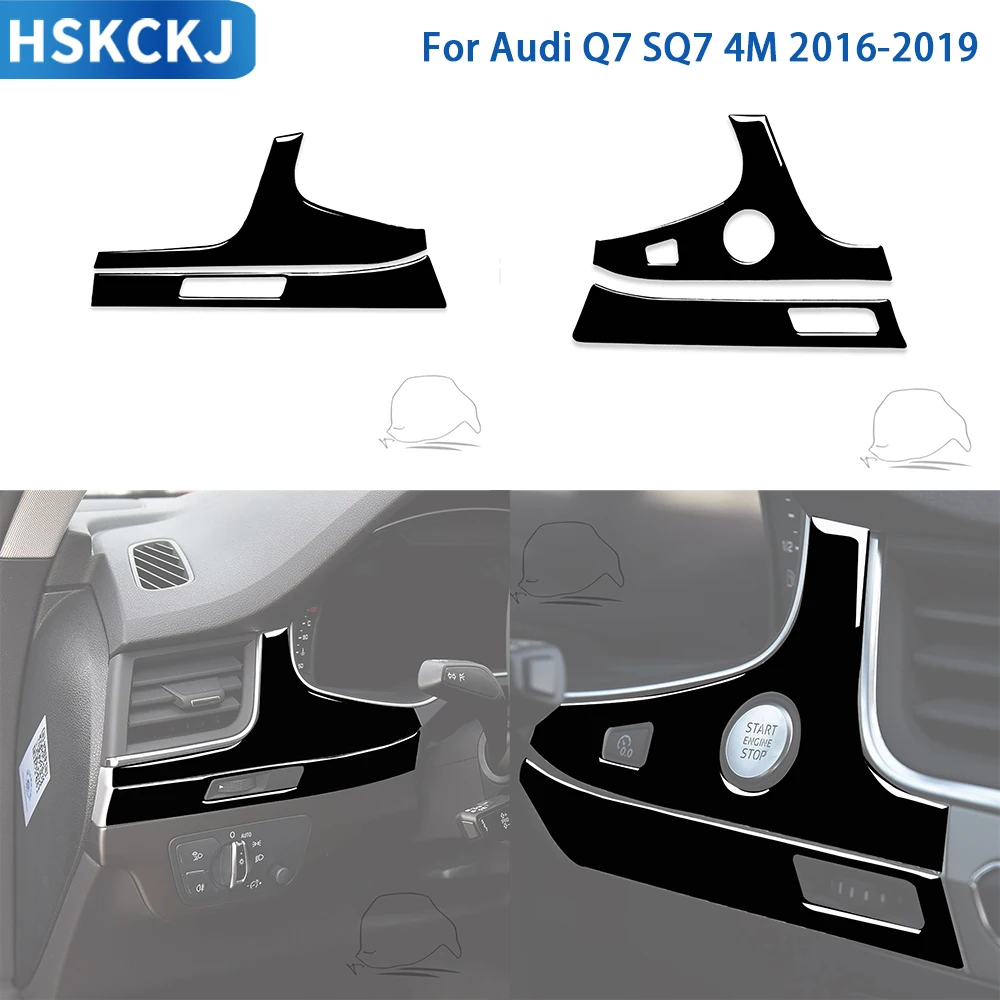 Per Audi Q7 2016 2017 2018 2019 Accessori Car Piano Black Plastic Side Air Outlet Trim Sticker Per Sq7 4M