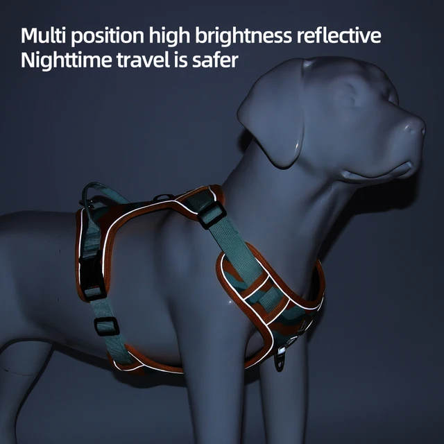 Medium Large Dog Harnesses Collar Labrador Army Reflective Adjustable Harness Oxford Cloth Pet Vest Training Hound Walk the Dog 4