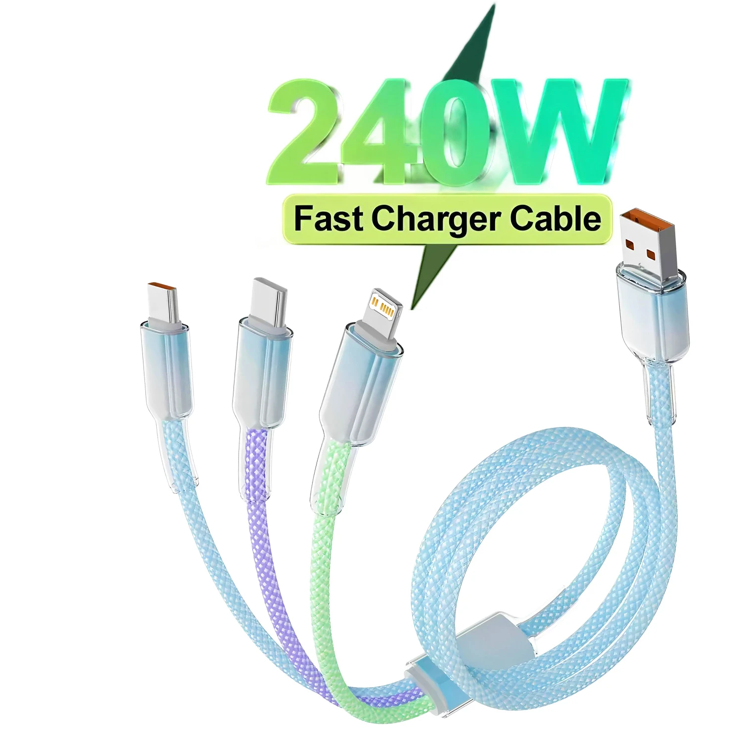 Kabel USB 3 w 1 do szybkiego ładowania, czerwony, z portami USB-C, Micro USB i USB do iPhone'a, Samsunga, Huawei, Xiaomi, wieloportowy kabel do ładowania USB.