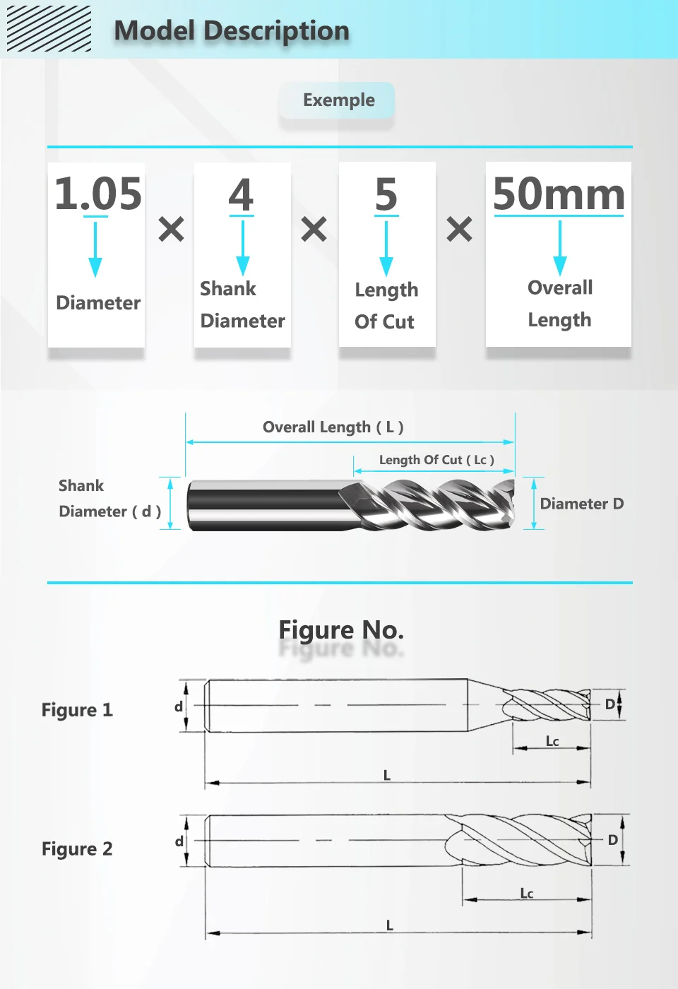 YZH HRC60 Hartmetall-Schaftfräser, 3-schneidig, Durchmesser 1,05 bis 9,95 mm, Fräser mit Dezimalpunkt-Durchmesser, CNC-Aluminium-Kupfer-Metall – Detail 6