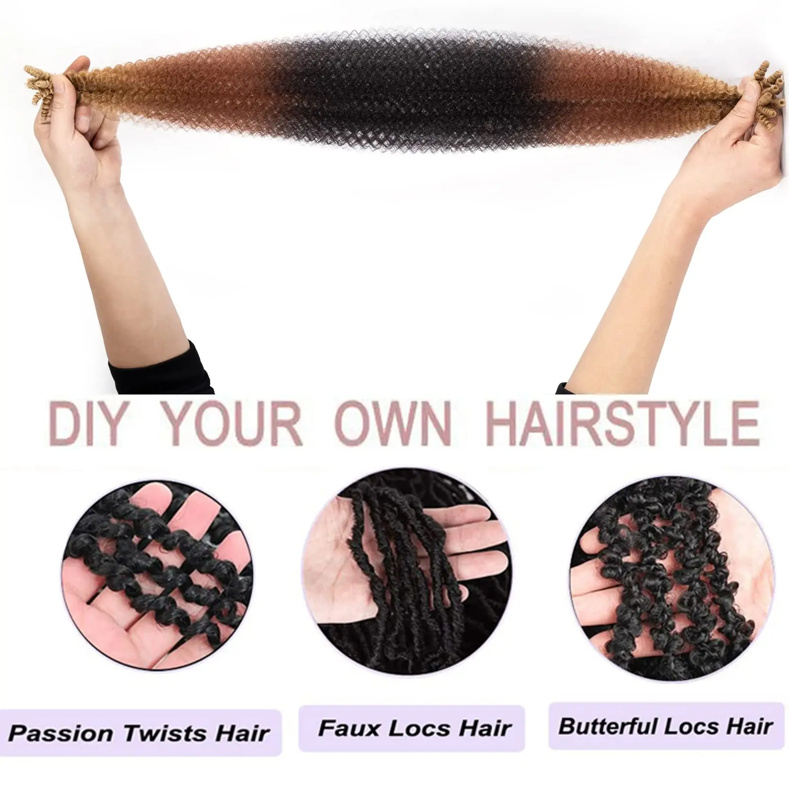 Springy Afro Twist Hair Twist Braiding Hair Soft Synthetic Crochet for Distressed Faux Locs Spring Twist Hair Extensions