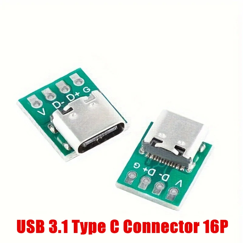 5/10Pcs USB 3.1 유형 C 커넥터 16 핀 테스트 PCB 보드 어댑터 데이..