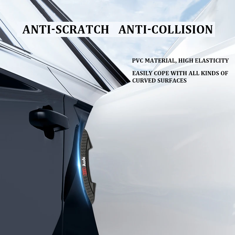 4Pcs Car Logo Anti-Collision Strip Door Bumper Protector Stickers
