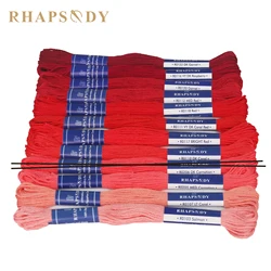 Rhapsody Egyptian Cotton Embroidery Floss Set - Premium Double Mercerized Threads in 12 Vibrant Colors - 6 Strands (Reds 103 - 2)