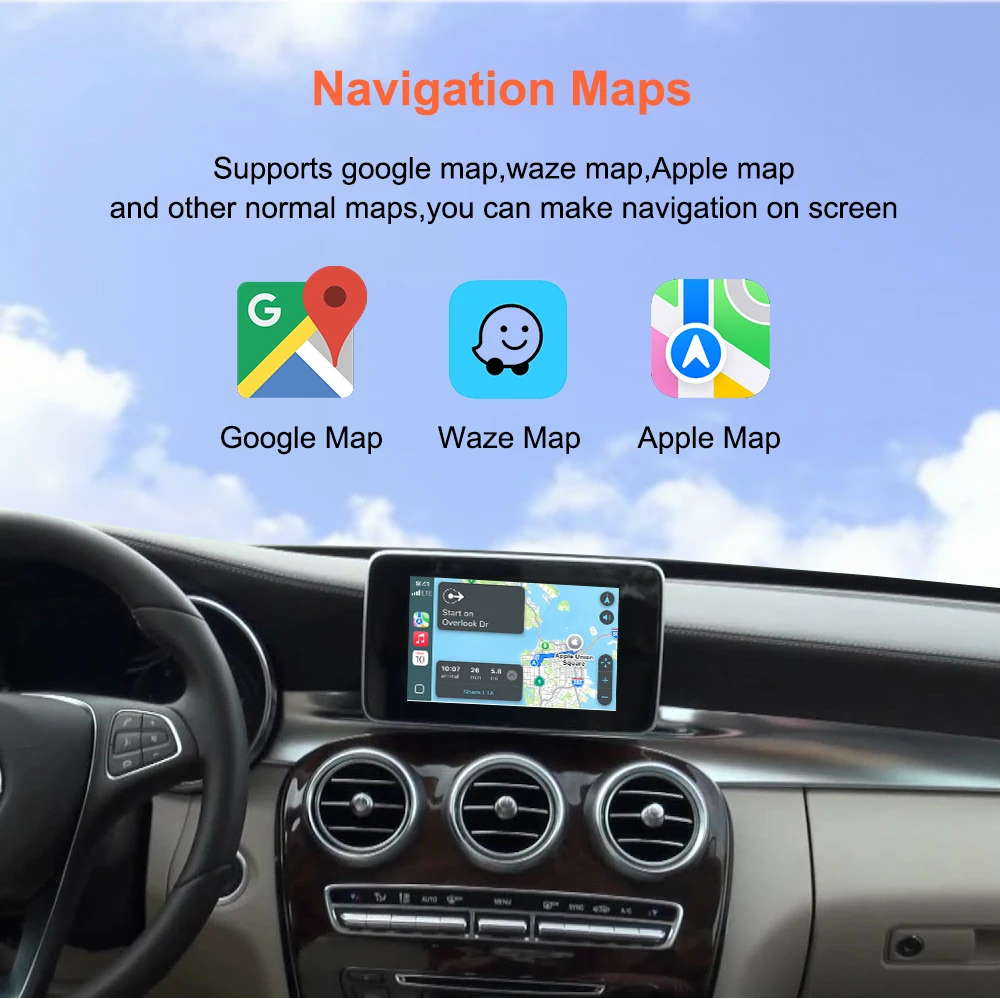 NEUES Kabelloses Carplay Android Auto Modul für Mercedes Benz C/GLC/S Klasse W205 W253 NTG5.0 System mit Airplay Originalkamera – Detail 10
