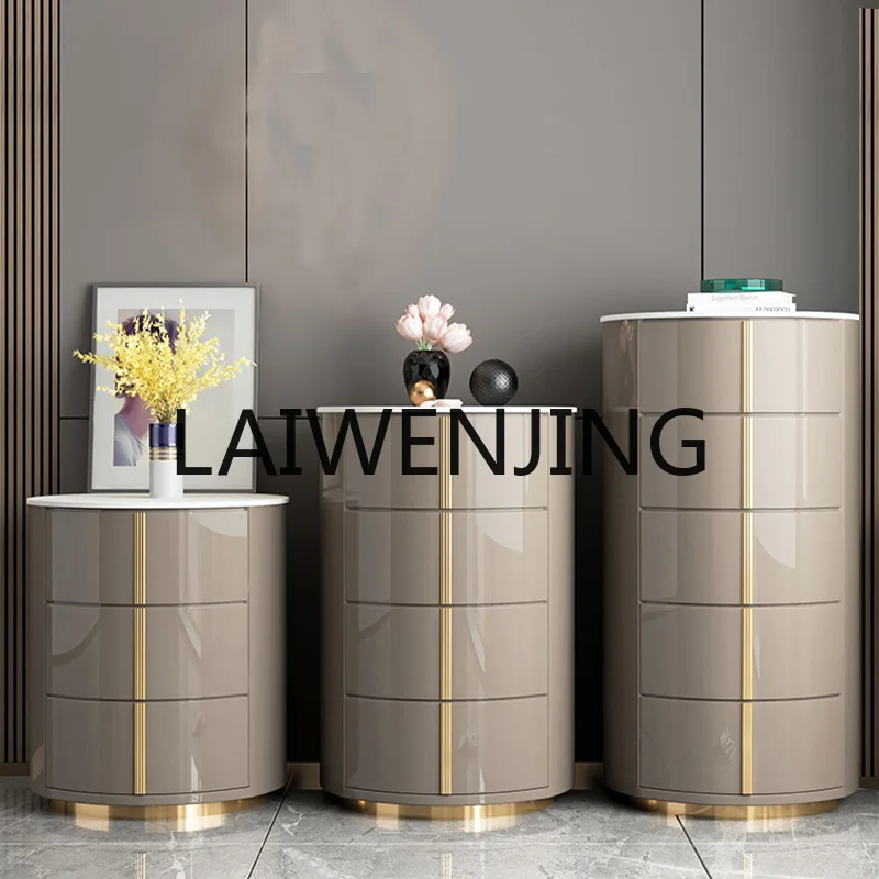 

Round Chest of Drawers Light Luxury Bedside Table Simple Modern Storage Cabinet Living Room Curio Cabinet MultifunctionalCabinet