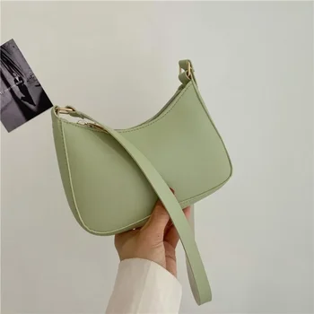 Fashion Handbag New Retro Solid Color PU Leather Shoulder Underarm Bag Women's Casual Hobos Purses and Handbags Ladies Hand Bags 1
