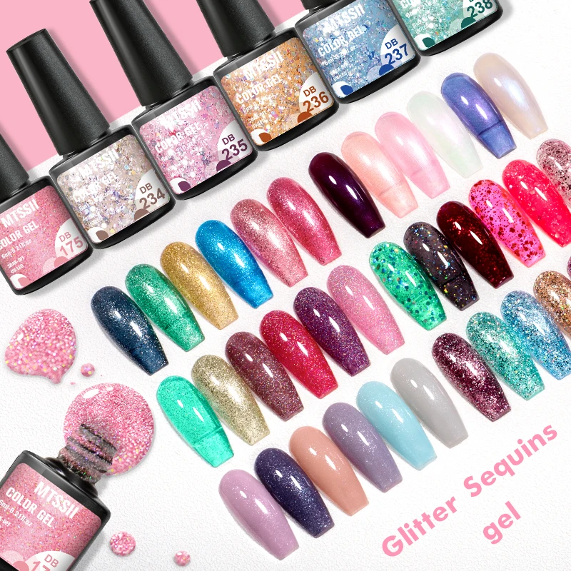 Nail Polish Set Glitter Sequins Semi Permanent  - 04