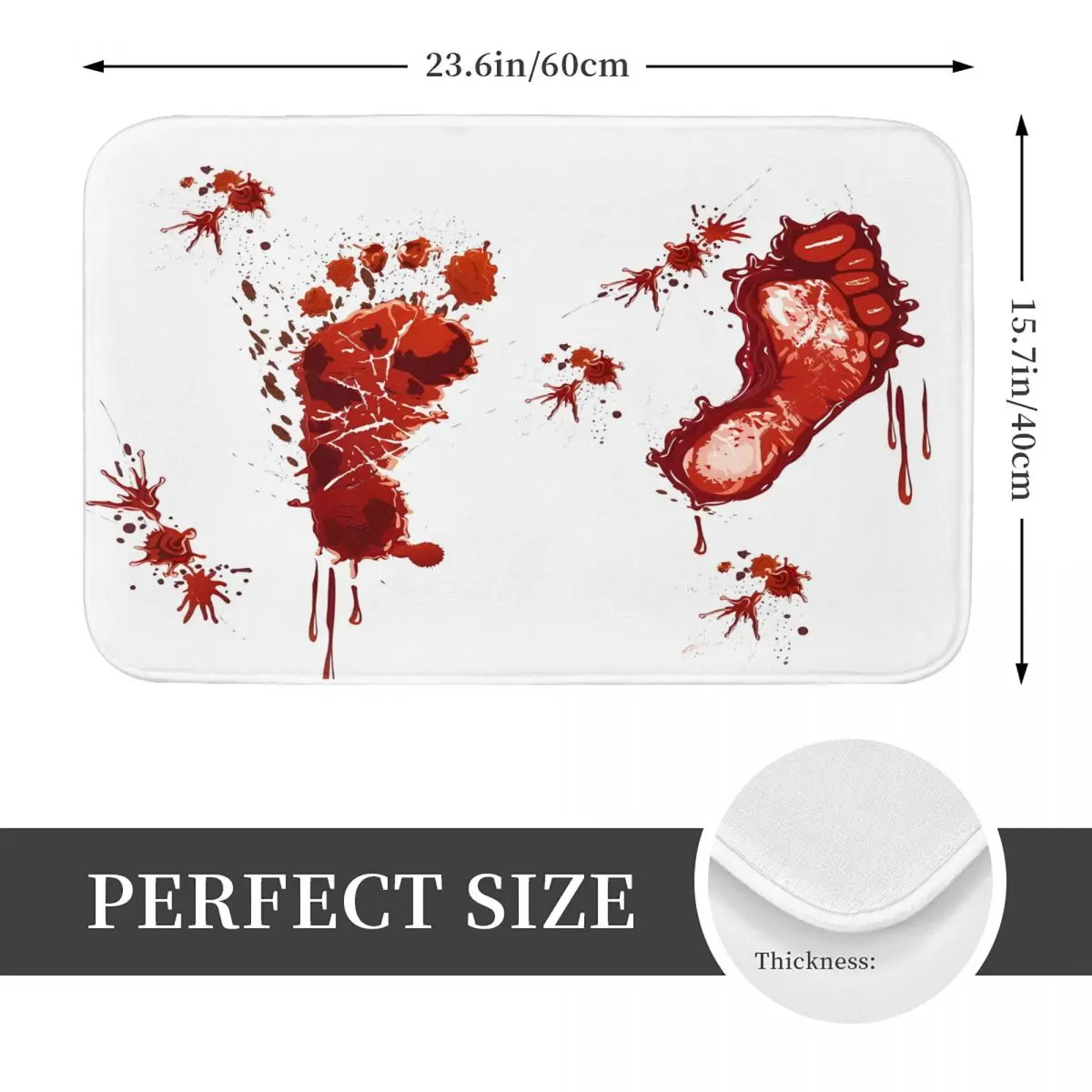 Bloody Footprints Bath Mat Anti-Slip Blood Toilet Pad Quick Dry for Shower Home Entrance Foot Mat Waterproof Bathroom Carpet