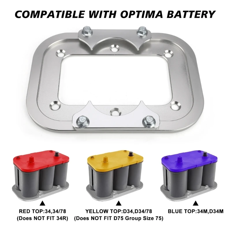 Optima 배터리 34/78 크기 GTWS용 알루미늄 배터리 재배치 트레이 홀드다운 마운트